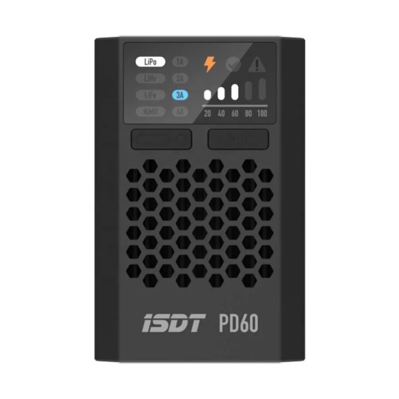 ISDT PD60 60W 6A Quick Smart Charger Lipo LiHV LiFe NIMH/Cd Battery Balance Type-C Input XT30 Connector for RC Racing Drones